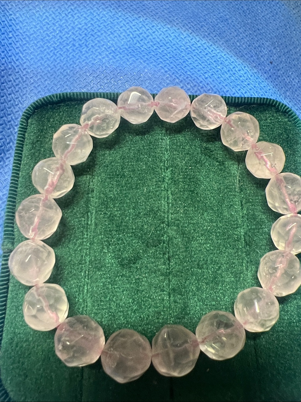 Rose Quartz faceted cut Stretch Bracelet - Pink crystal